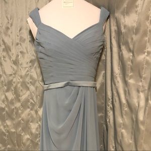 Light dusty blue formal bridesmaid dress